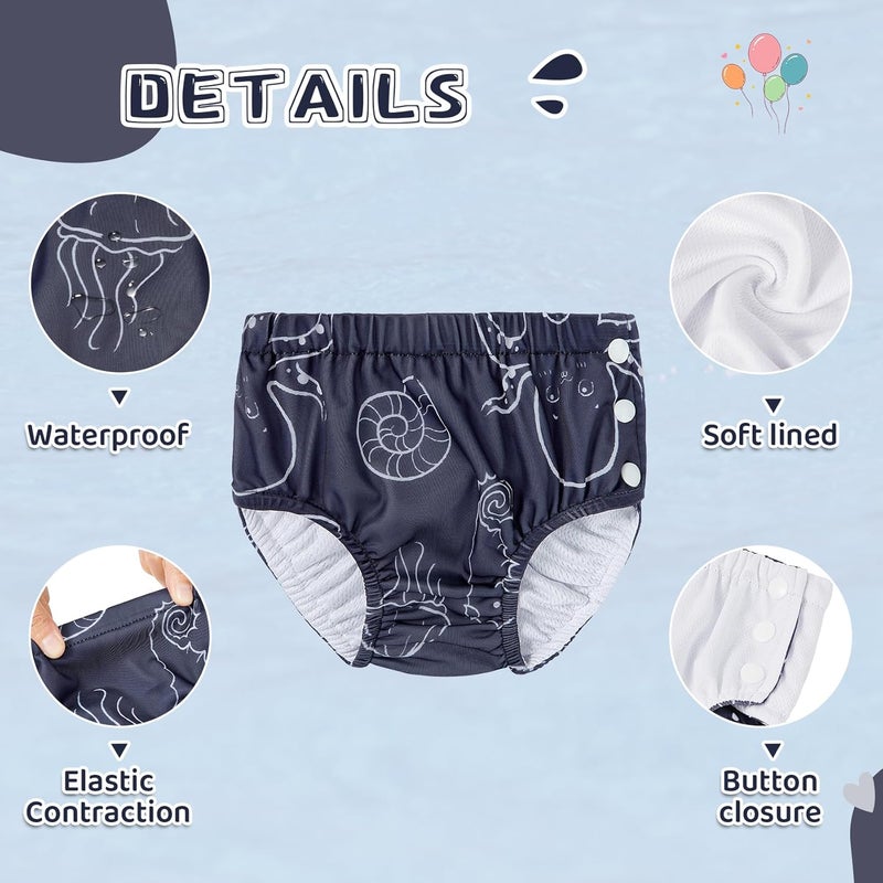 Durio 2PCS Reusable Swim Diapers - Toddler Baby Swim Diaper Soft and Waterproof for Swimming Lessons Boys and Girls - Image 5
